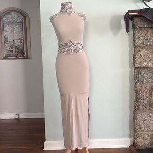 Sophie Rue Tan Cut Out Ruched Bodycon Dress